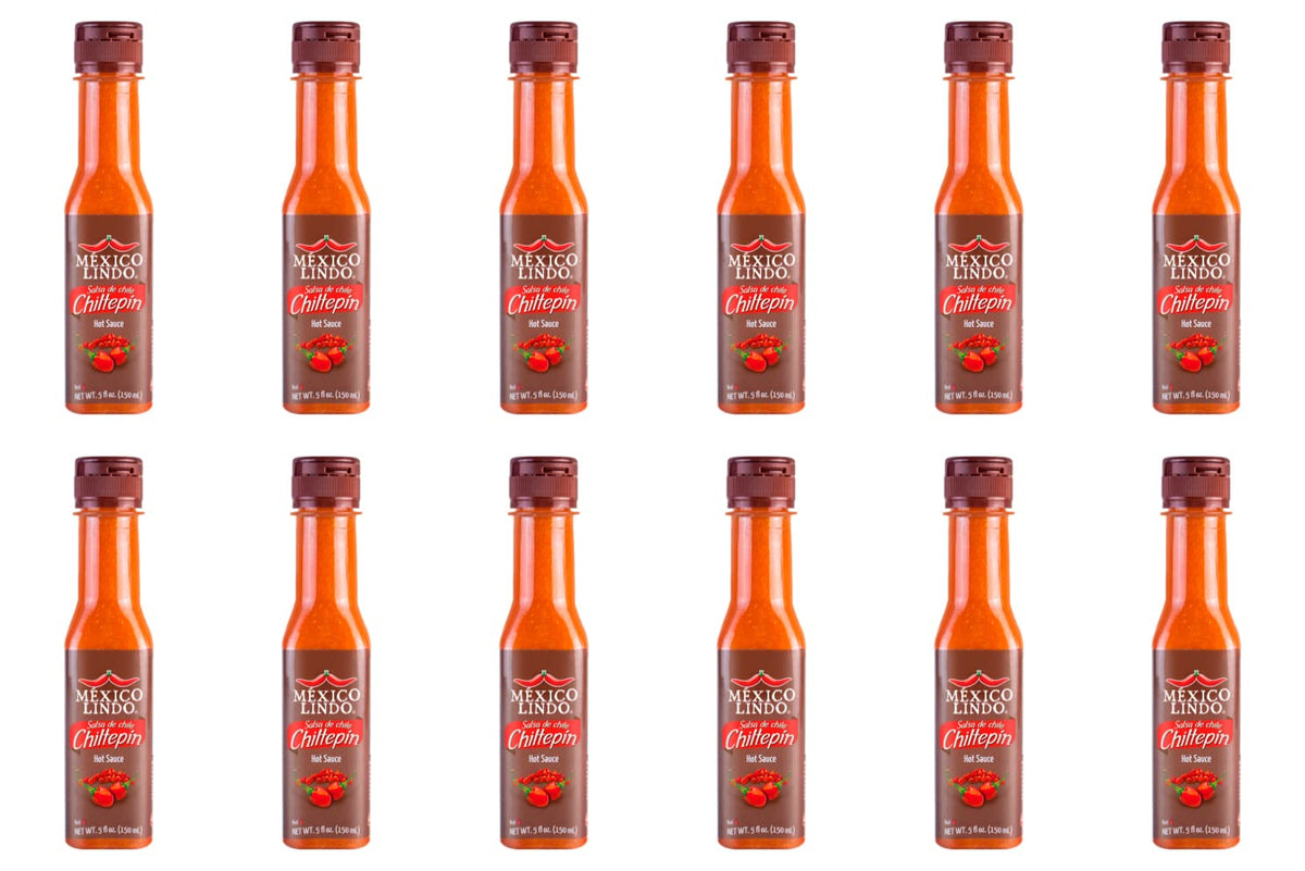 Mexico Lindo Chiltepin Hot Sauce | 14,200 Scoville Level | Traditional Spicy Flavor | 5 Fl Oz Bottles (Pack of 12)