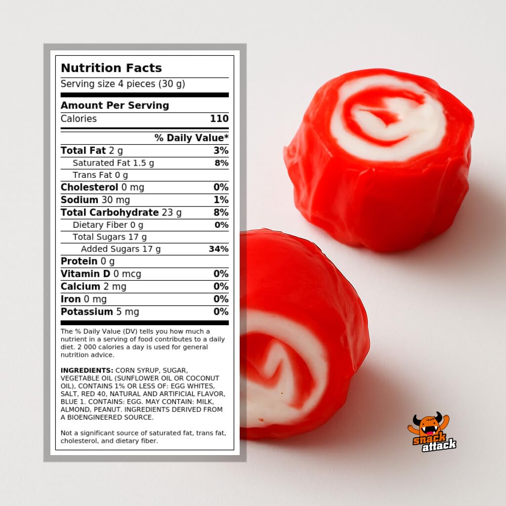 Red Licorice Salt Water Taffy by Snack Attack, Individually Wrapped Bulk 3lb Bag - Chewy Saltwater Taffy Candy | Gluten-Free, Nu