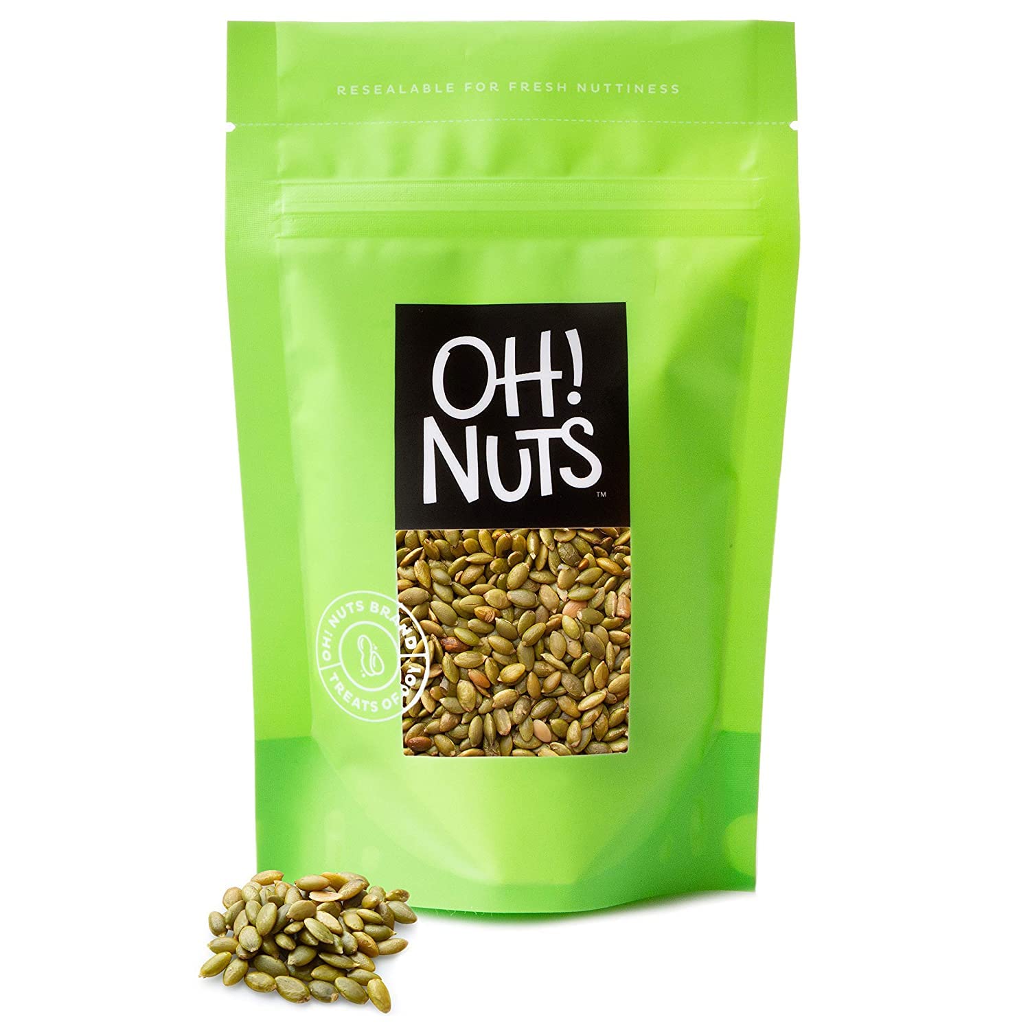 Oh! Nuts Roasted Unsalted Pumpkin Seeds -2Lb | No Shell Pepitas Great For Healthy Snacking Or Smoothie & Salad Toppings-32Oz In Resealable Bulk Bag