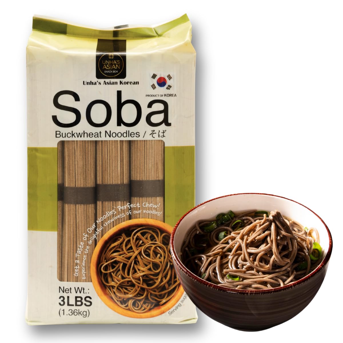 Unha s Japanese Soba Noodles, Air Dried Buckwheat Noodle, 3 Simply Ingredients, 3-Pound (Pack of 1) for Cold or Hot Soup Produc