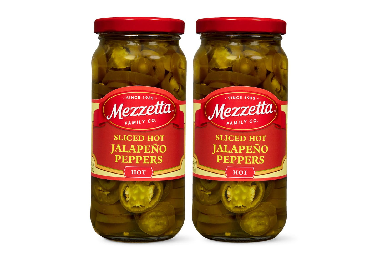 Mezzetta Sliced Hot Jalapeno Peppers | Kosher, Gluten Free, Keto | 16 Fluid Ounce Jar (Pack of 2)