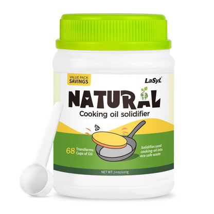LaSyL Natural Cooking Oil Solidifier Powder, Harden Up to 4.5 Gallon of Fry Oil Away from Mess, 100% Plant-Based Oil Hardener fo
