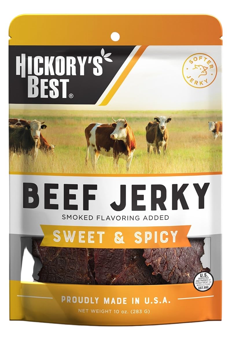 Hickory's Best Sweet & Spicy Beef Jerky 10 oz (Pack of 1) | Soft and Tender | USA Made | High Protein | Low Fat | Zero Trans Fat