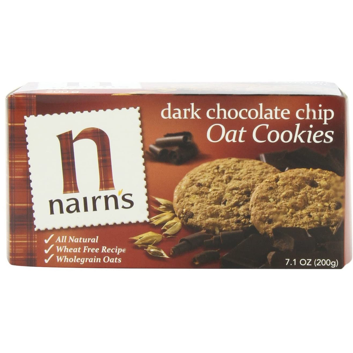 Nairns Dark Chocolate Chip Oat Cookies, 7.1-Ounce (Pack of 4)