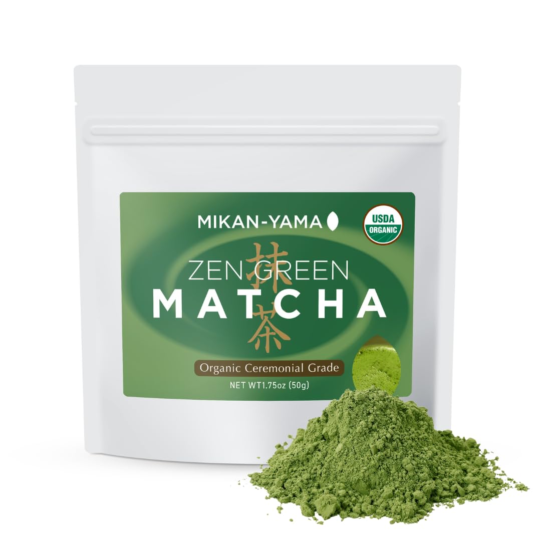 MIKAN YAMA ZEN GREEN Organic Matcha Powder, Ceremonial Grade, 50g (1.75oz), Single Origin from Shizuoka, Japan
