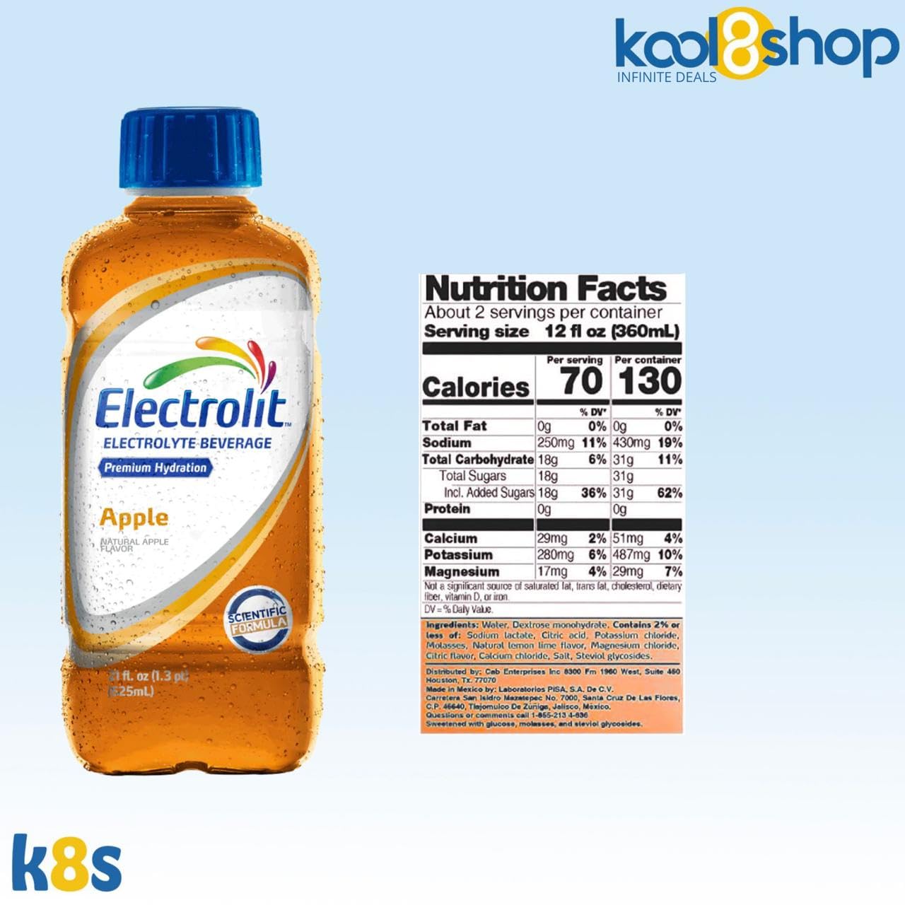 Electrolit Hydration Drink, Passion Fruit Flavor, 21 Fl Oz, 9 Pack with Microfiber Cooling Towel