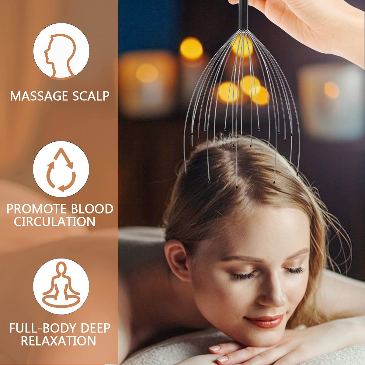 Svjetiq 2 Pack Black Head Massager - 20 Fingers Handheld Scalp Massager for Stress Relief and Relaxation, Ideal for Men and Stocking Stuffers
