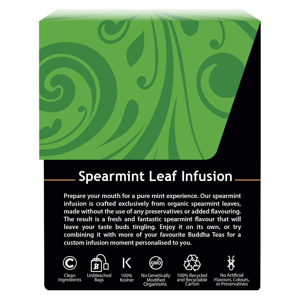 Buddha Teas Organic Spearmint Tea - 18 Bleach-Free Tea Bags, USDA Organic, OU Kosher, CCOF Organic