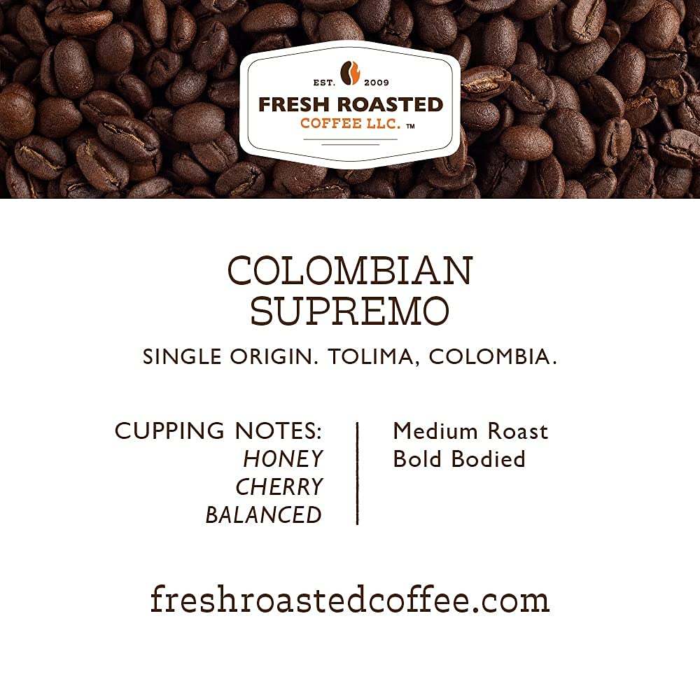 Fresh Roasted Coffee Colombian Supremo Pre-Ground 1.75 Ounce, 126 Count, Kosher, Coffee Color
