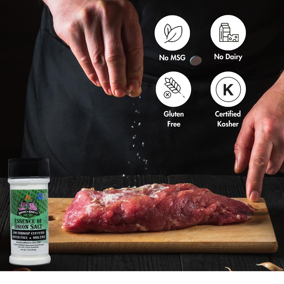 Smoke N Sanity Essence Of Onion Salt - Certified Low Fodmap - Contains No Garlic - Low Fodmap Seasonings. Certified Gluten Free