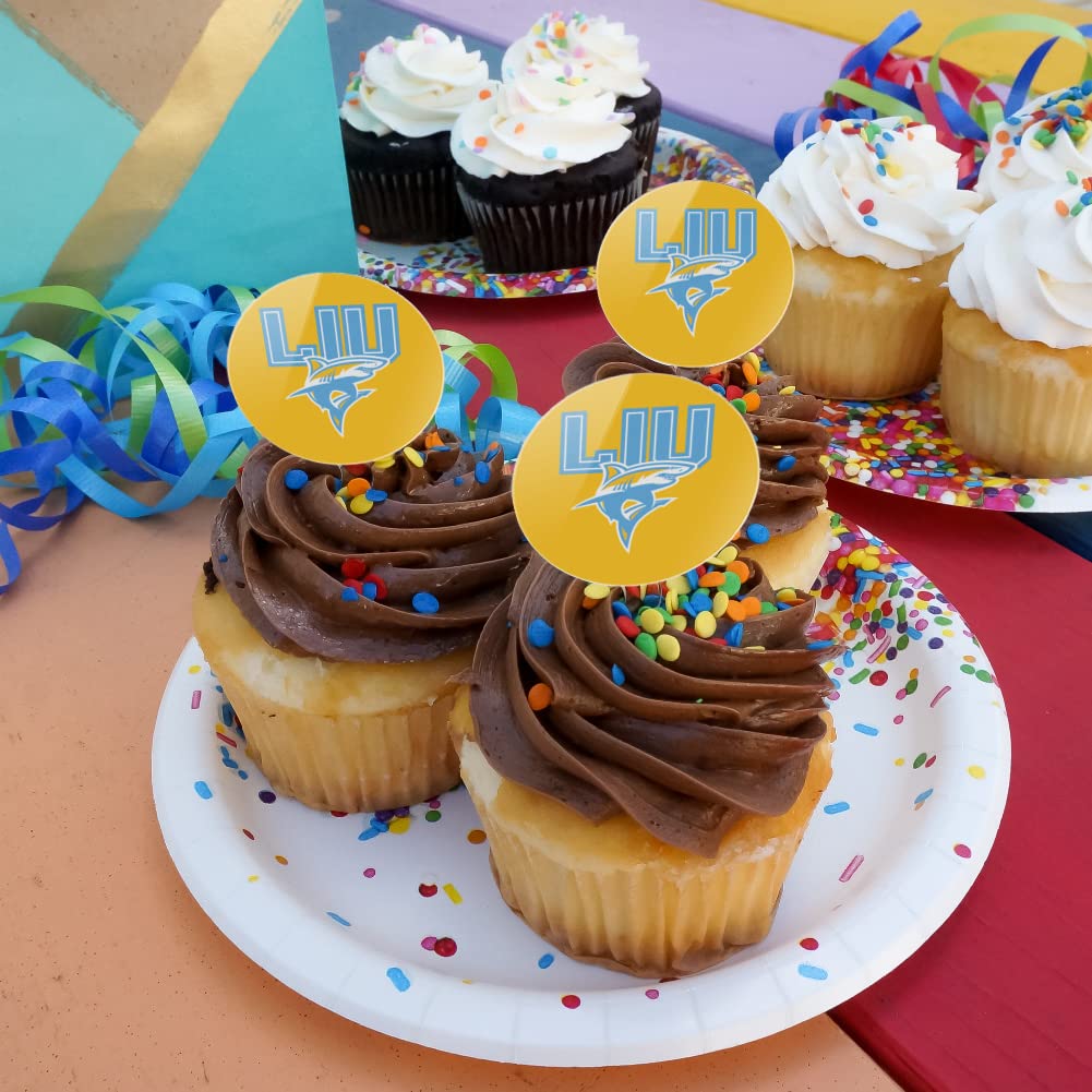 Long Island University Secondary Logo Cupcake Picks Toppers Decoration Set Of 6