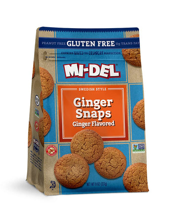 Mi-Del Ginger Snap Cookies Flavor - Non Gmo Certified, 0G Trans Fat Gluten Free Cookies Snacks (Pack Of 1)