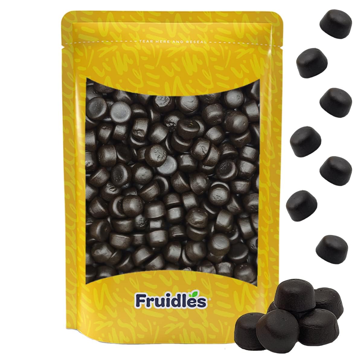 Fruidles Black Licorice Drops - Delicious Dutch Gummies, Non-GMO, Half-Pound