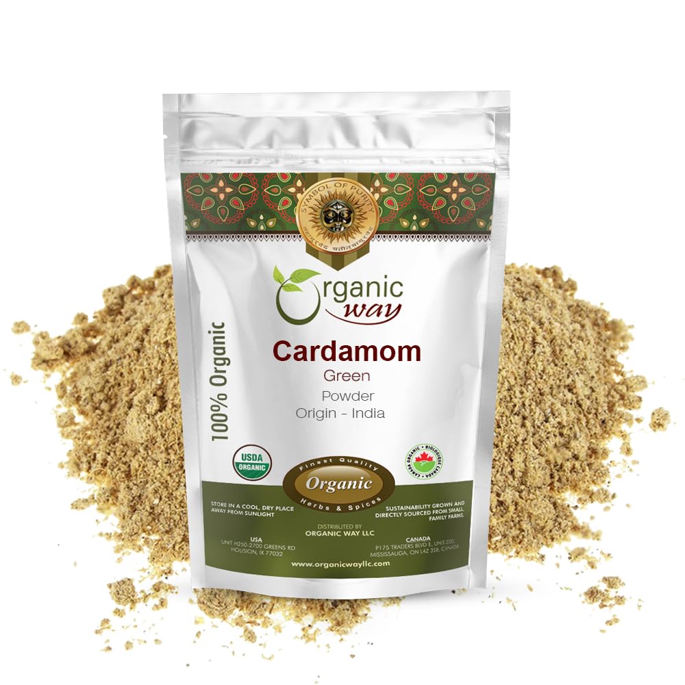 Organic Way Green Cardamom/Elaichi Powder (Elettaria Cardamomum) - Kosher & Usda Certified | Non-Gmo & Gluten Free | Resealable
