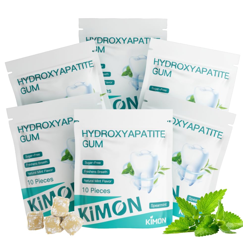 Remineralizing Gum Hydroxyapatite Gum with Xylitol, Coconut Oil, Activated Charcoal & Bee Propolis, Nature Sugar-Free Mint Chewi