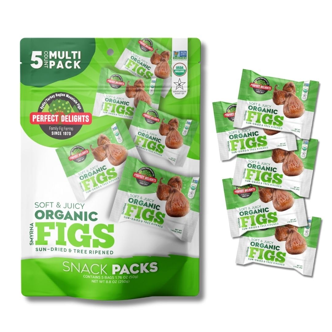 Perfect Delights Organic Snack Pack Figs, Sun-Dried Turkish Figs, On-the-Go Vegan, Healthy Snack, Easy-to-Carry, Perfect for Kid