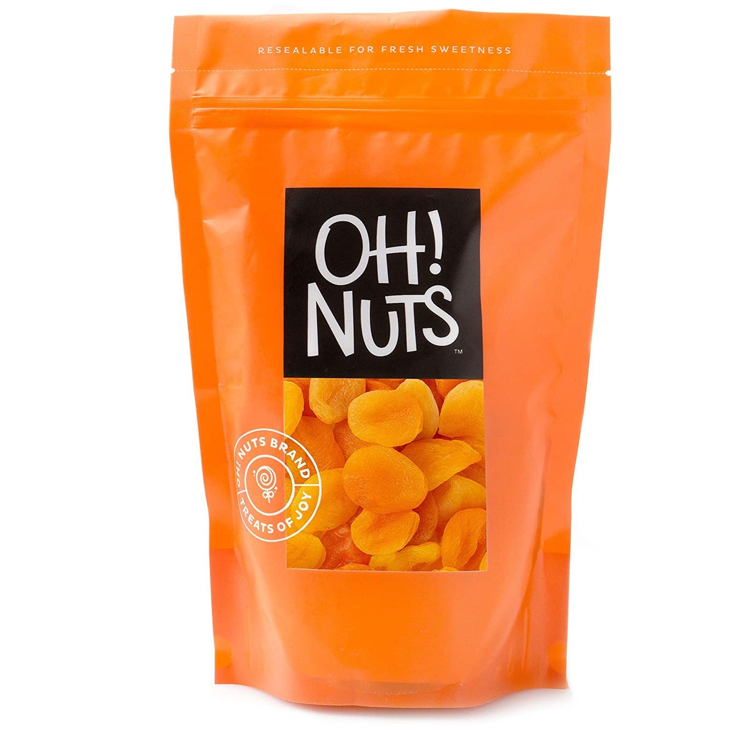 Oh! Nuts Dried Apricots Turkish - 1 lb - Dried Fruit - No Sugar Added - Dehydrated Fruit Bites - Packed in New York Zip-Seal Bag