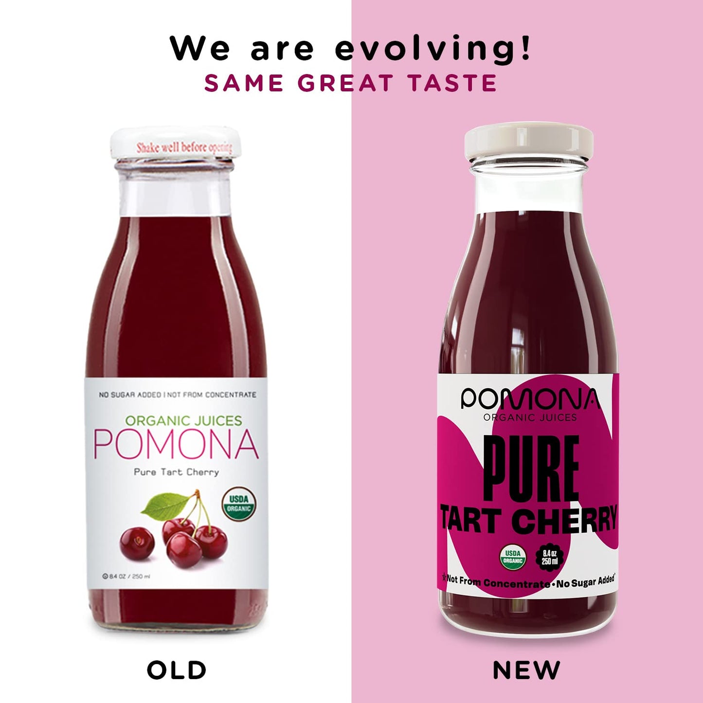 Pomona Organic Pure Tart Cherry Juice, Cold Pressed, Non-GMO, No Sugar Added, Not from Concentrate, Gluten Free, Kosher Certifie