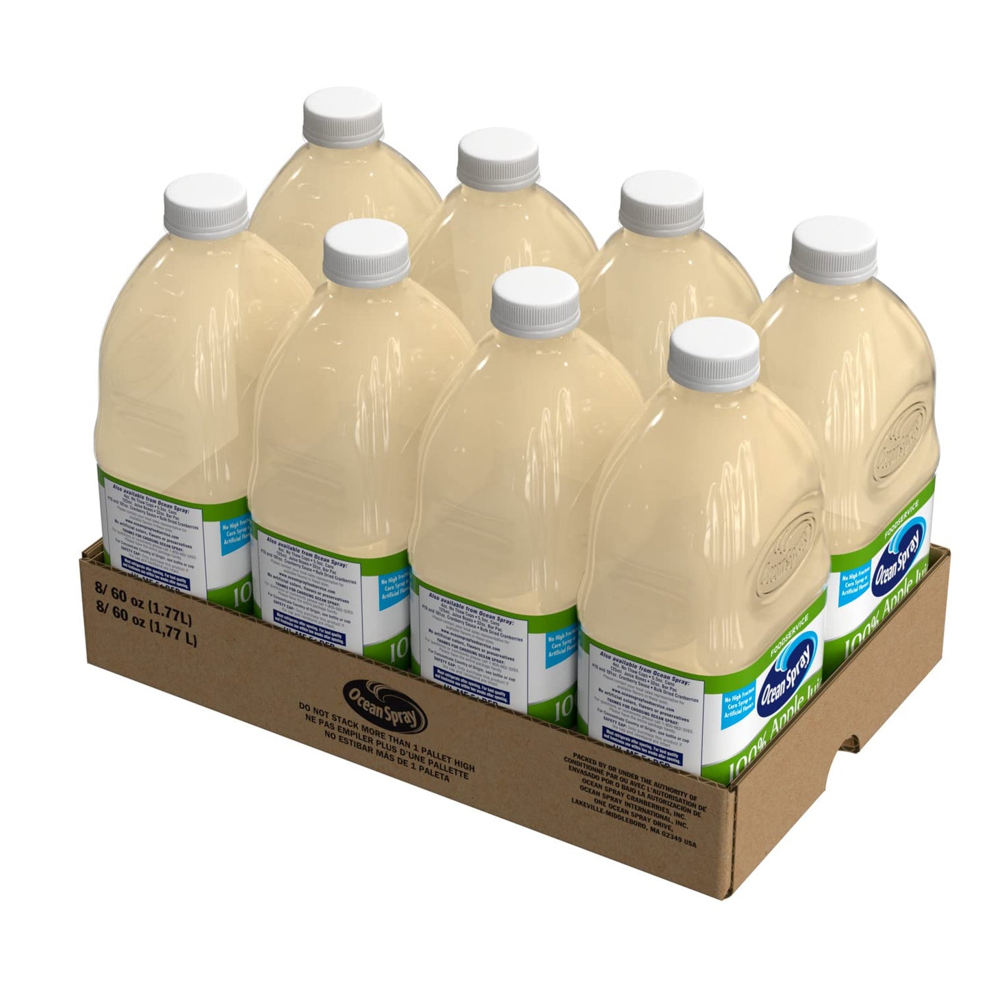 Ocean Spray 100% Apple Juice - 60 Fl Oz Pack of 8 - Refreshing and Naturally Sweet