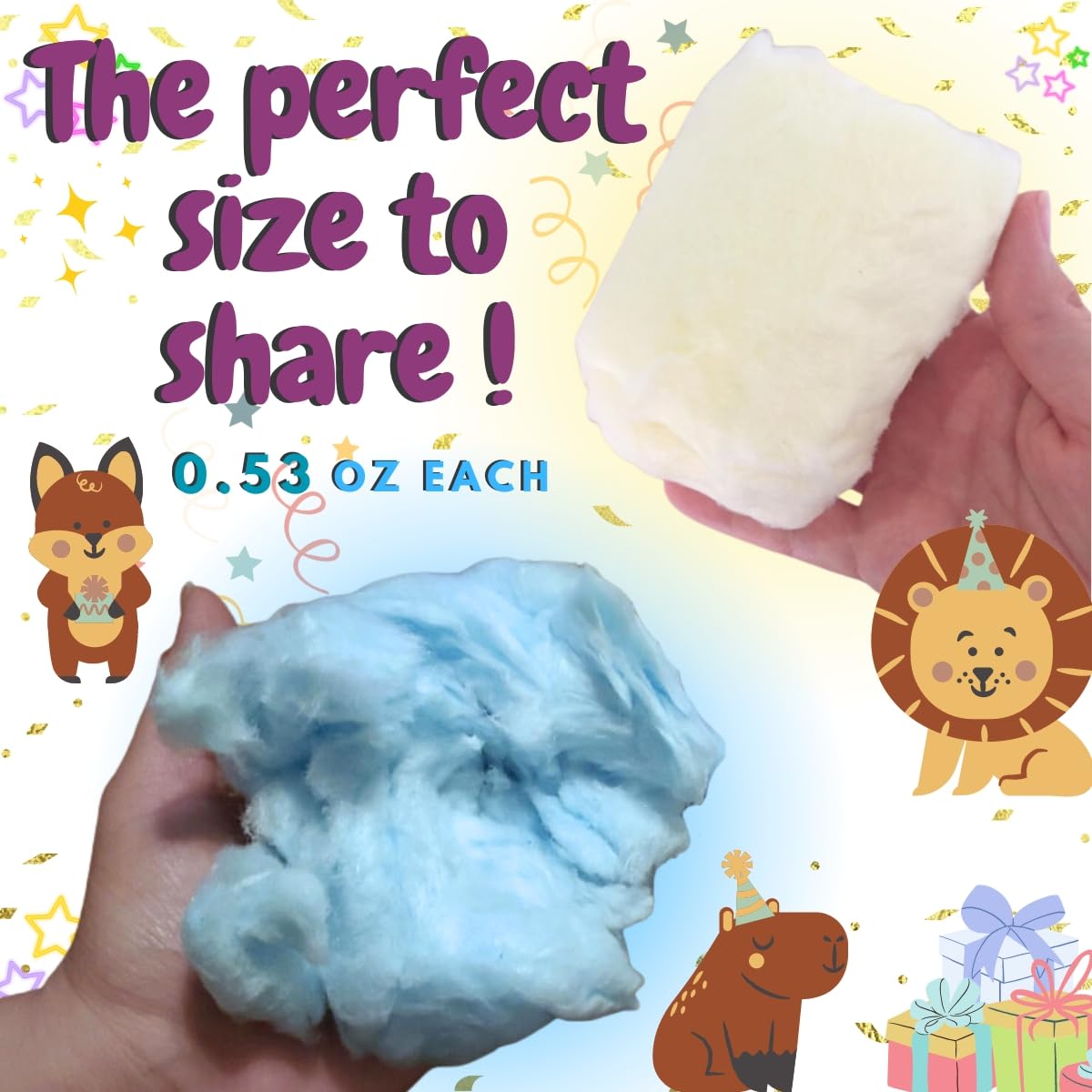 Lupy Lups! Cotton Candy Party Pack - 0.5 oz Each, Individually Wrapped - Perfect for Stockings, Treats, Party Favors, Buffet Tab