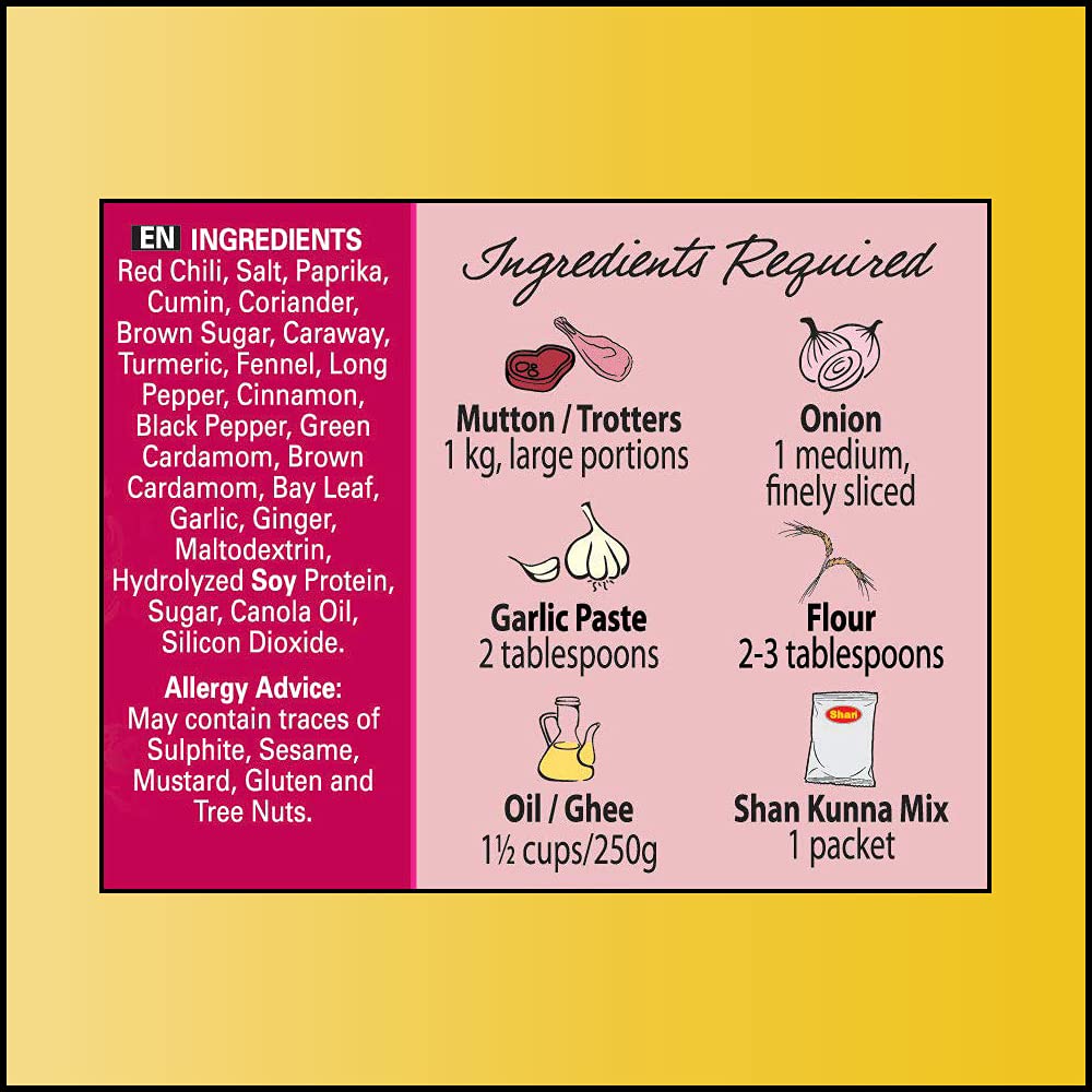 Shan Kunna Recipe and Seasoning Mix - Spice Powder for Stewed Curry - Pack of 6 - Vegetarian - Airtight Bag in Box