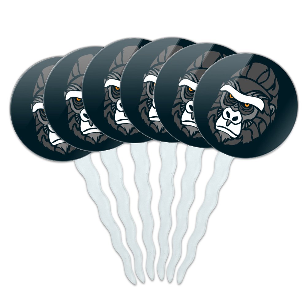 Gorilla Face Cupcake Picks Toppers Decoration Set Of 6