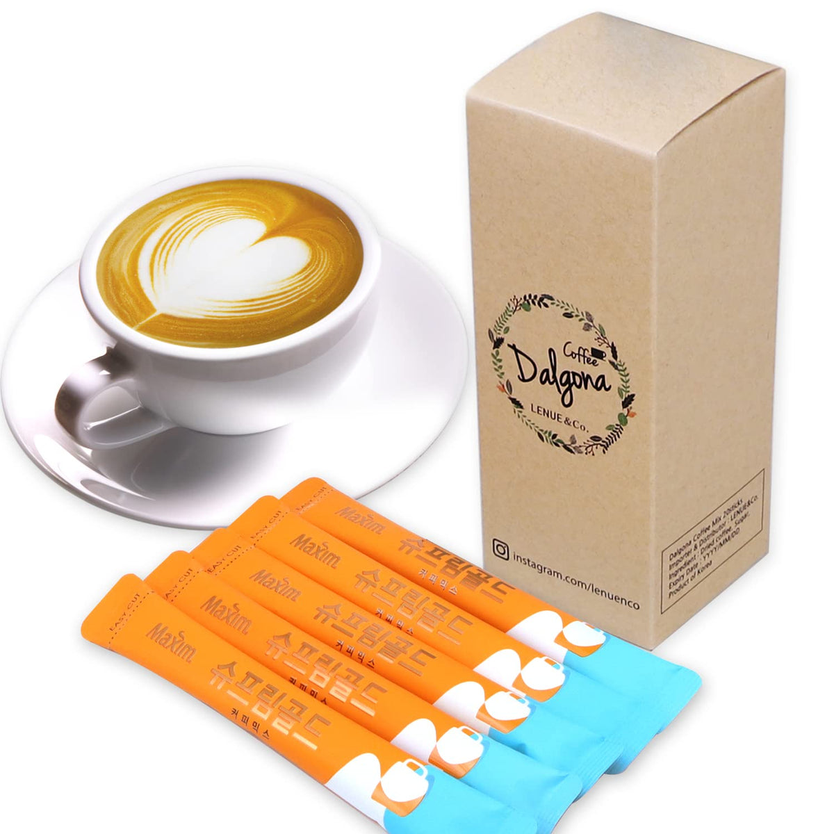 LENUE Maxim Supreme Gold Coffee - 3 in 1 Instant Latte - 20 Count Pack