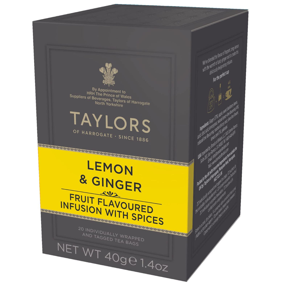 Taylors Of Harrogate Lemon & Ginger Herbal Tea, 20 Count