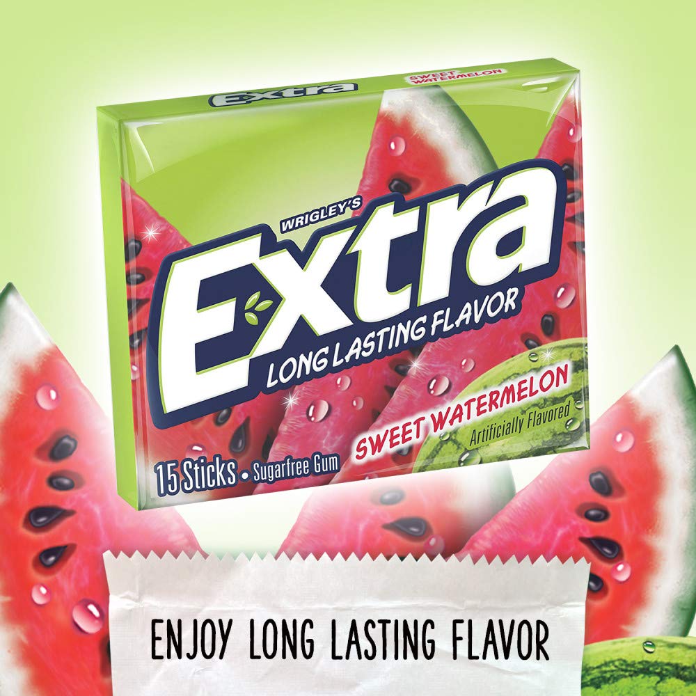 EXTRA Gum Sweet Watermelon Sugarfree Gum Bulk, Individually Wrapped, Long-Lasting Juicy Watermelon Flavor, Perfect for Fresh Bre