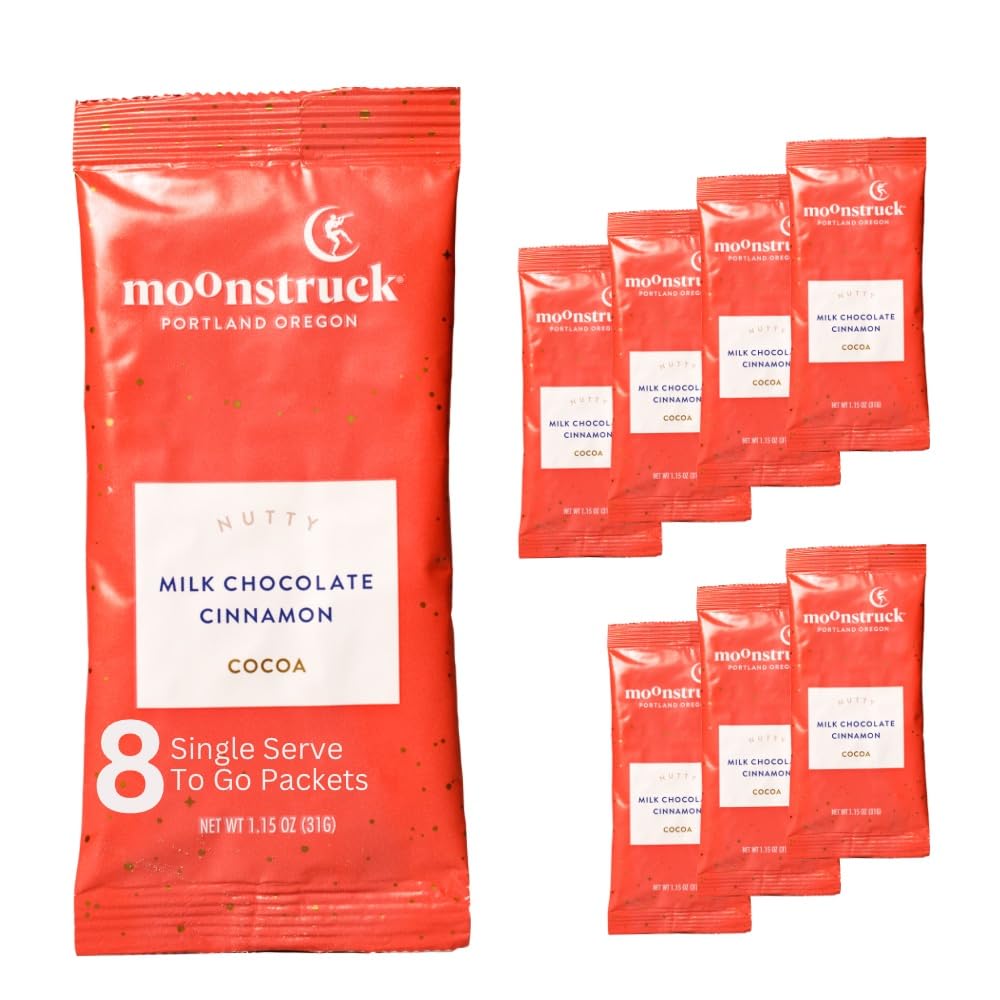 Moonstruck Single Serve Cinnamon and Almond Milk Hot Chocolate Packets, 8 Count (Pack of 1)