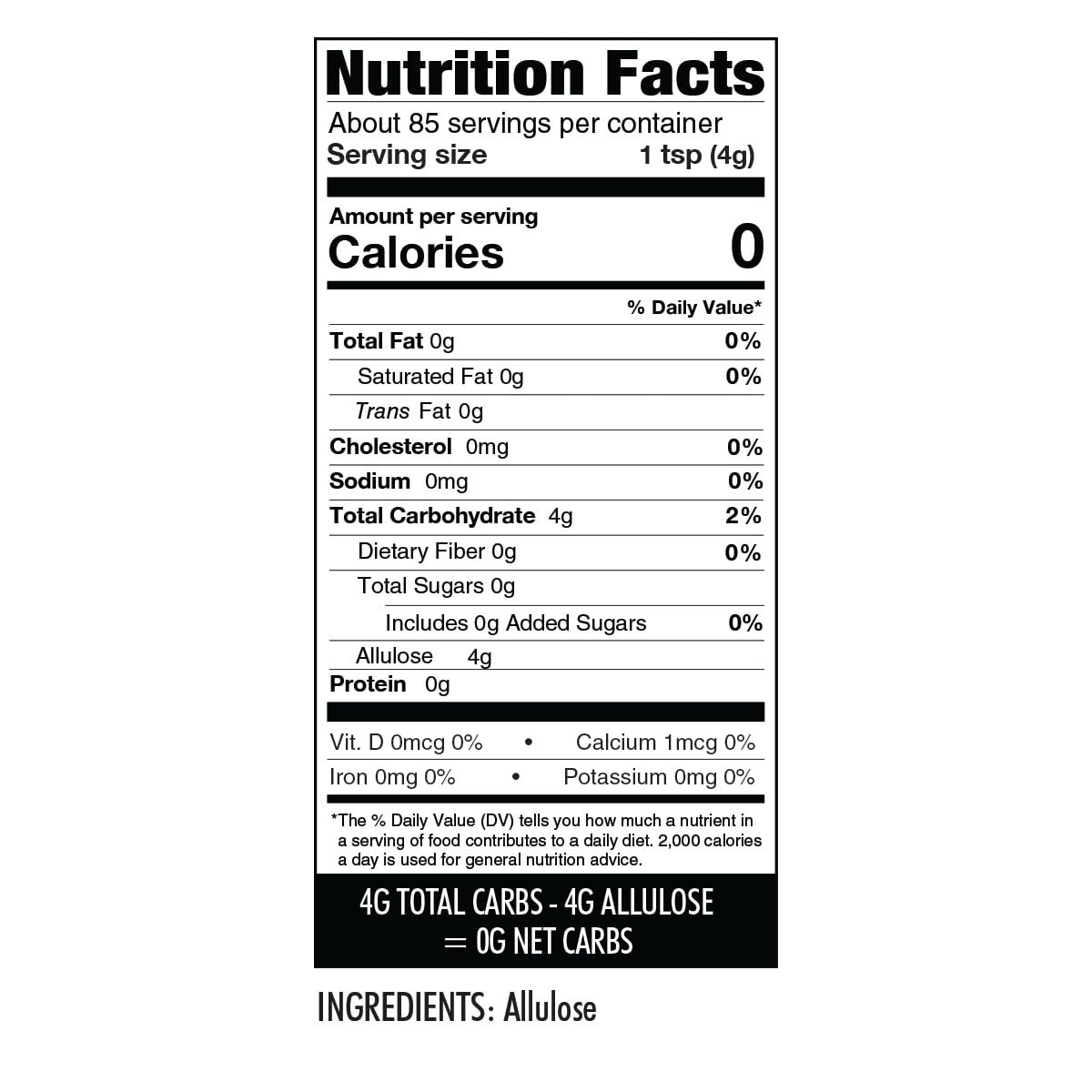 Wholesome Yum Allulose Sweetener - Natural Granulated Sugar Substitute - Keto, Non GMO, Zero Carb, Zero Calorie, Sugar Free, No