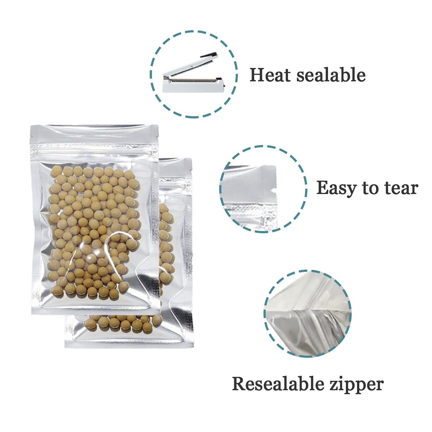 500 Pack 16X24Cm (63X94 Inch) Clear Front Resealable Heat Seal Bags For Zip Bulk Food Storage Lock Bag Reclosable Airtight Foil