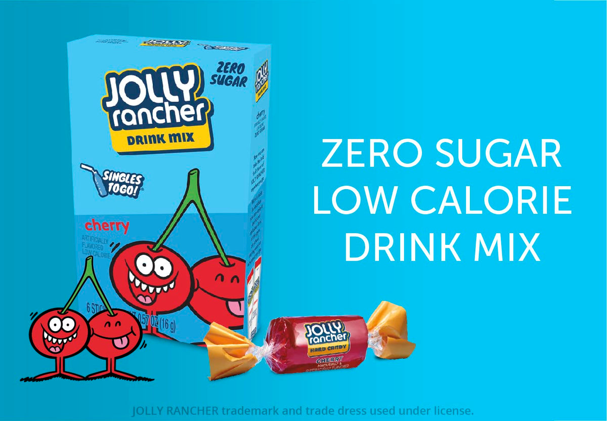 SINGLES TO GO! Jolly Rancher Drink Mix - Cherry Flavor - 12 Boxes with 6 Packets Each - 72 Total Servings - 0.57 Ounce per Pack -