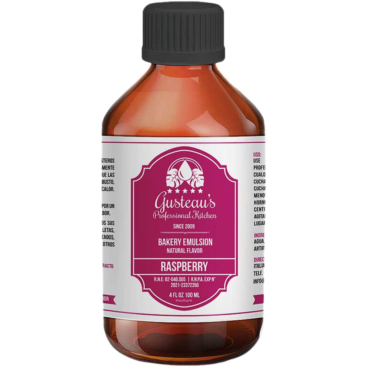 GUSTEAU’S Raspberry Flavor Bakery Emulsion, Alcohol Free, Sugar Free, 4 fl oz
