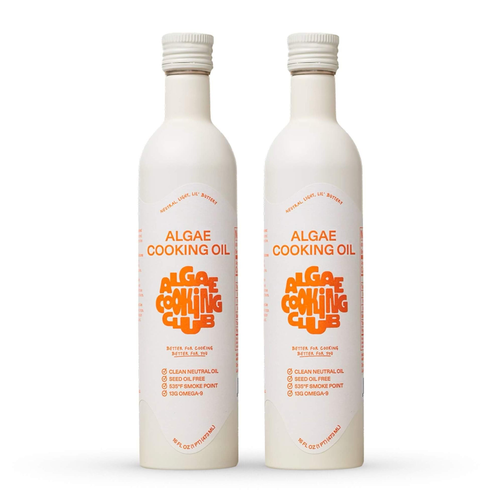 Algae Cooking Club Chef-Grade Algae Cooking Oil, High Smoke Point 535°F, Neutral, Pack of 2, 16 Fl Oz Bottles