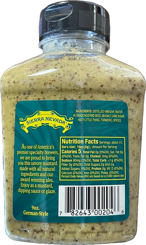 Sierra Nevada Mustard Hazy Little Thing & German-Style Whole Seed, 9 Oz Squeeze Bottle - Pack of 6, 16.4 x 13.9 x 16.