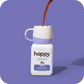 happy coffee dark roast ground coffee, 12 oz., notes of cocoa & cheer, recyclable container, grown & harvested in Brazil, Rwanda
