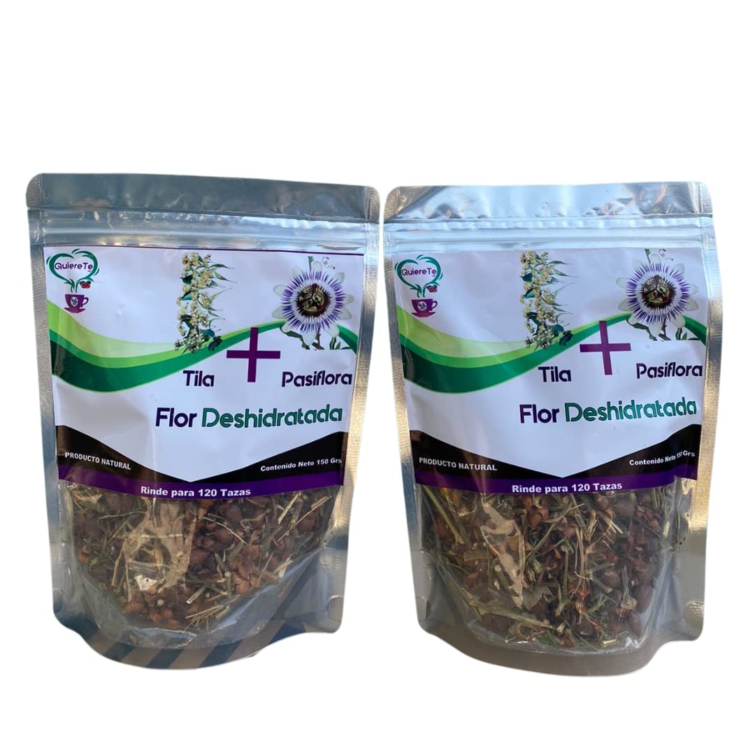 Pasiflora Tila Tea Linden Passionflower Tea, Quiere Te, Herbal Mix, 5.3 Oz (150 Grams), 2 Pack, Up To 200 Cups, Passiflora Incar