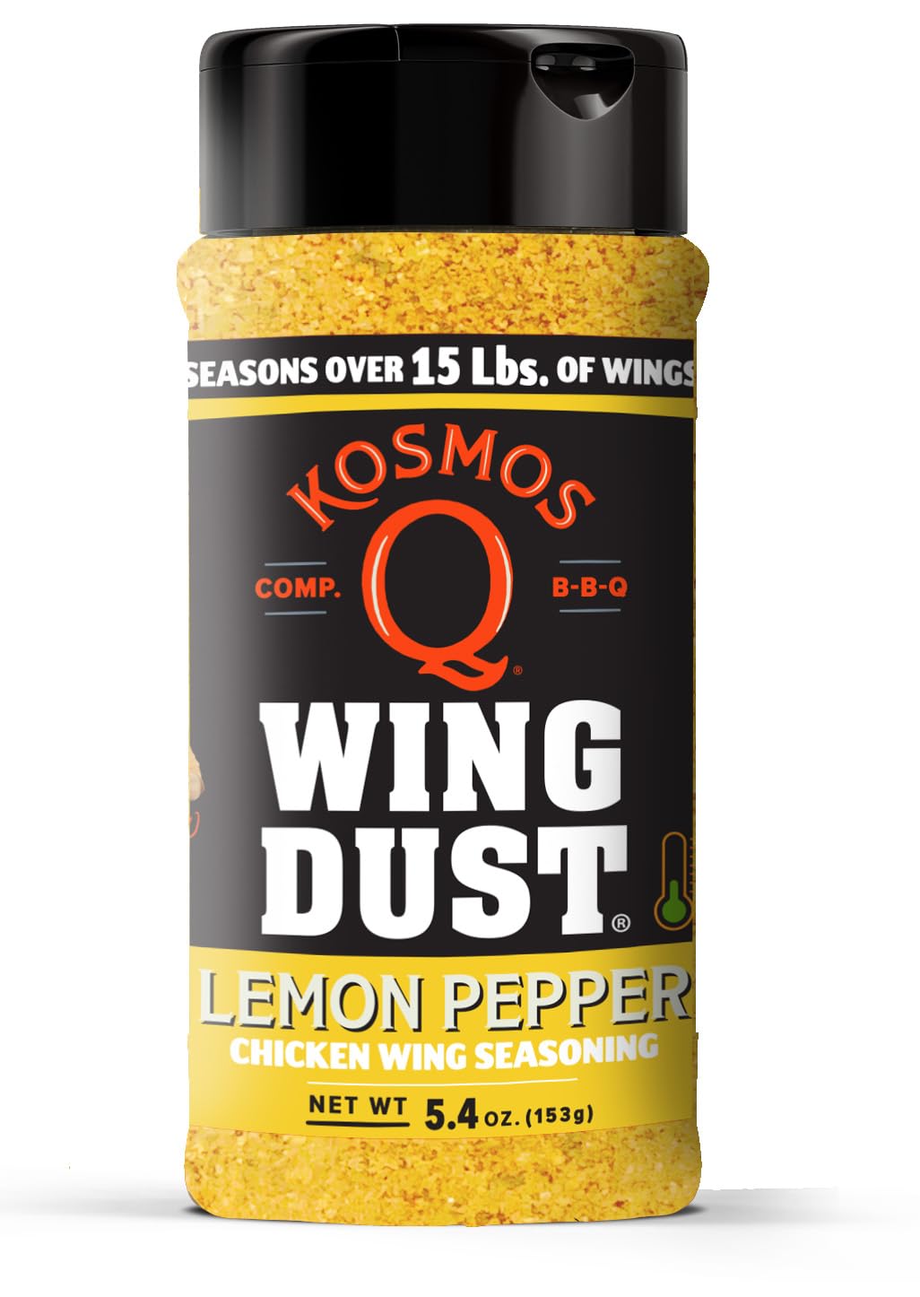 Kosmos Q Lemon Pepper Seasoning Wing Dust, Lemon Pepper Powder Chicken Wing Seasoning For Chicken, Fish, Popcorn & More, Zesty C