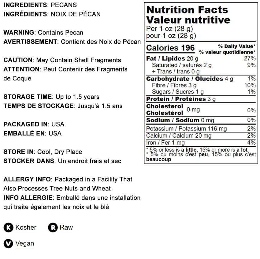 Food To Live - Pecan Halves, 3 Pounds Raw Pecan Nuts, Large Size, Unsalted, Unsweetened, Vegan, Kosher, Shelled, Bulk. Good Source Of Magnesium, Calcium. Great For Pecan Pie.