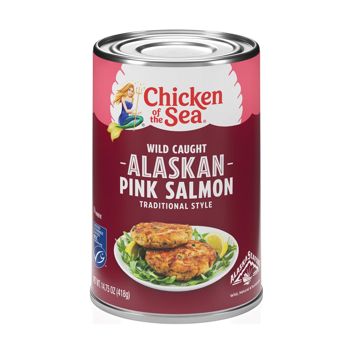 Chicken Of The Sea Alaskan Pink Salmon, 14.75 Ounce Can (Pack Of 1), Wild Caught Canned Salmon, Traditional Style