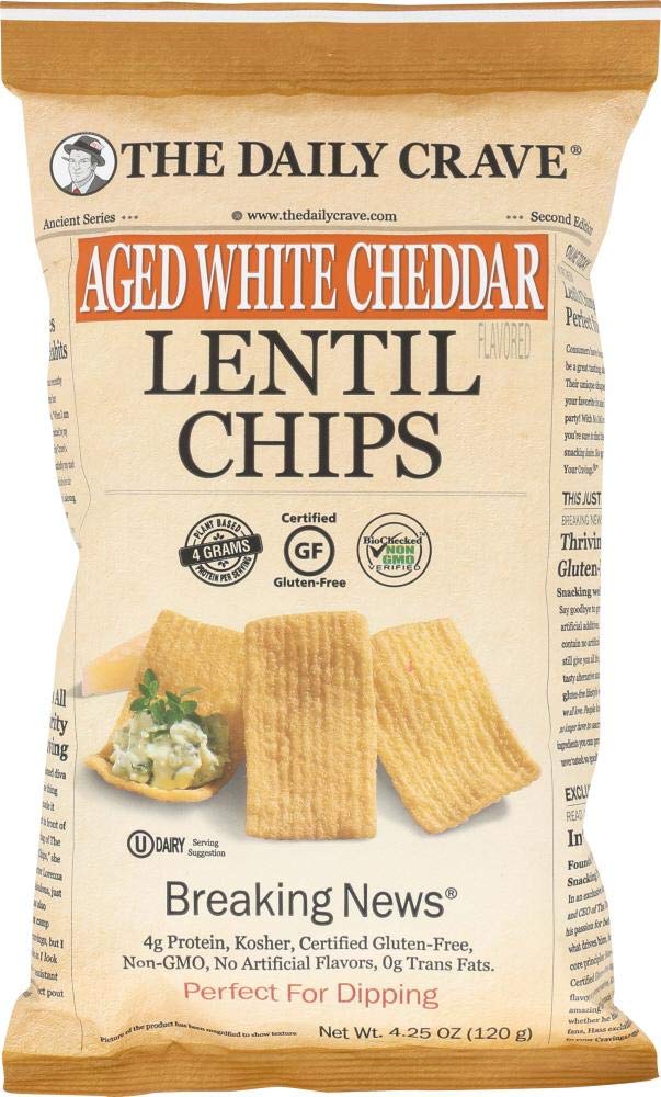 The Daily Crave Aged White Cheddar Lentil Chips, 4.25 Oz