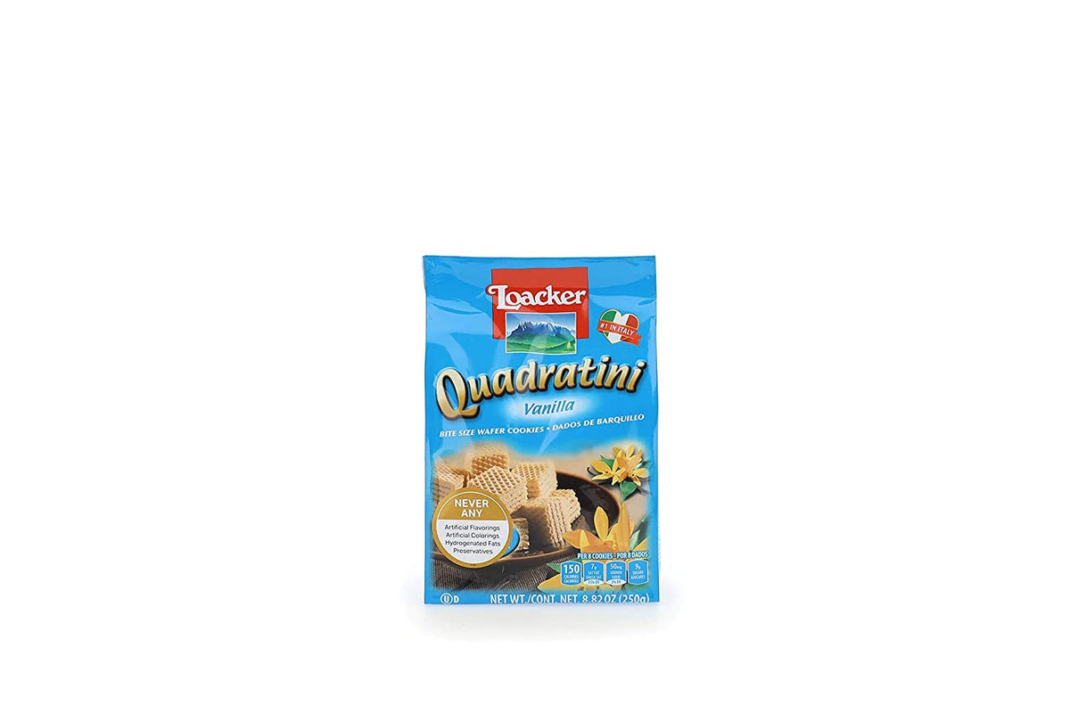 Loacker Quadratini Premium Wafer Cookies, 250g /oz, Vanilla, 8.82 Oz
