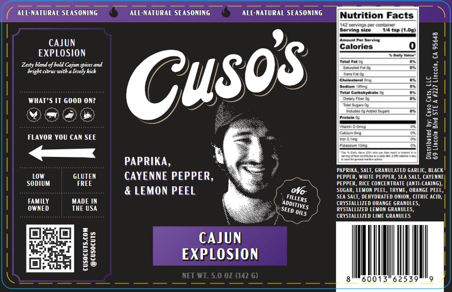 Cuso Cuts Cajun Seasoning - Authentic Louisiana Spice Blend for Chicken & Seafood - 5 oz All Natural, Non-GMO