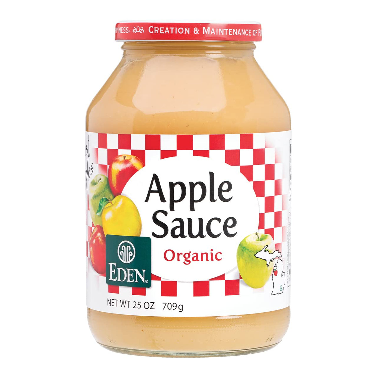 Eden Organic Applesauce, No Sugar Added, 1.5 Lb Of Great Lakes Apples Per Jar, 25 Oz