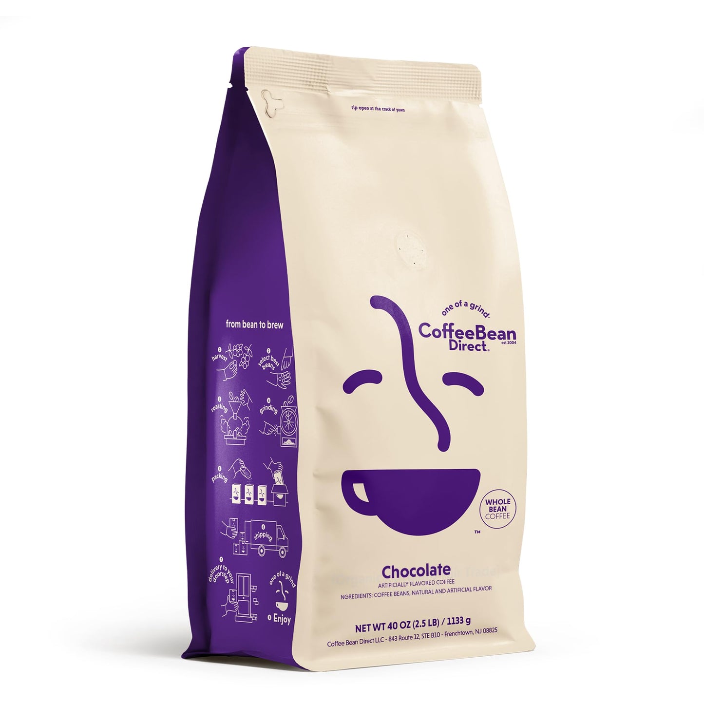Coffee Bean Direct Chocolate Flavored  Whole Bean Coffee  2.5 Pound Bag