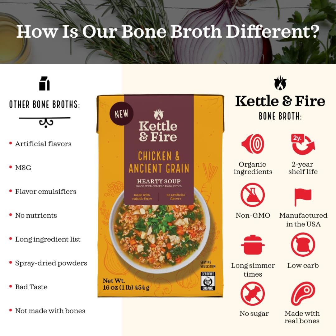 Kettle & Fire Chicken & Ancient Grain Hearty Soup, 6 Pack