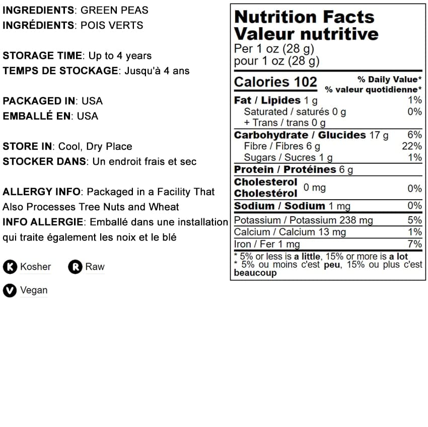 Food To Live Green Split Peas, 1.5 Pounds - Dried, Vegan, Kosher, Bulk. Easy To Cook. Rich In Protein, Fiber, Essential Minerals