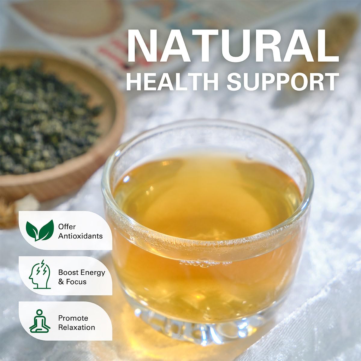 WT WEETEE Organic Gunpowder Green Tea, USDA Organic Loose Leaf Green Pearls Tea 8 Ounce, Full-Bodied & Gently Rolled Chinese Gre