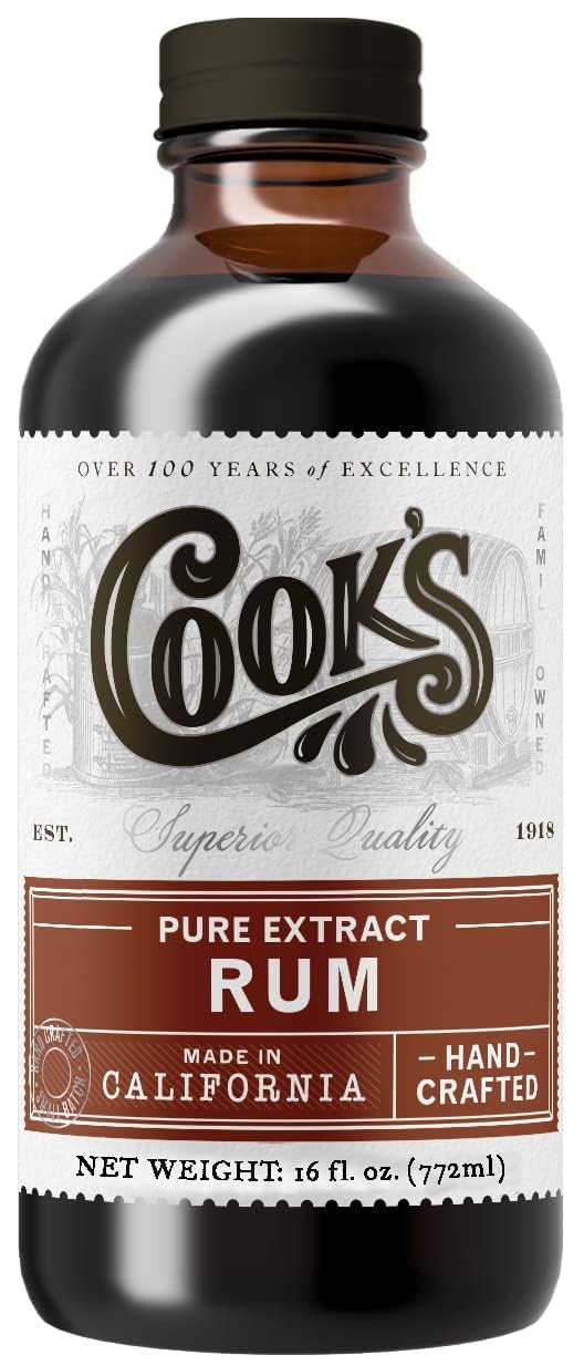 COOKS Pure Rum Extract for Baking, Ice Cream, and Candies, 16 Fl Oz